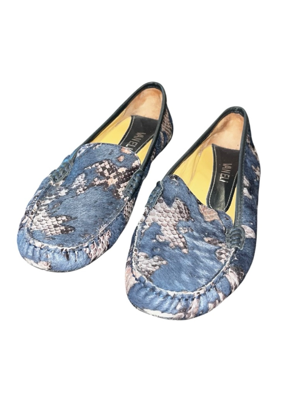Vaneli navy blue gray camo snake flats loafers new nwot 7.5